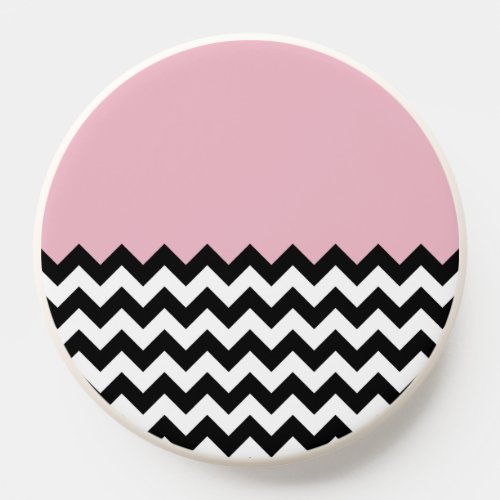 Black and White Zigzag Pattern Chevron Pink PopSocket