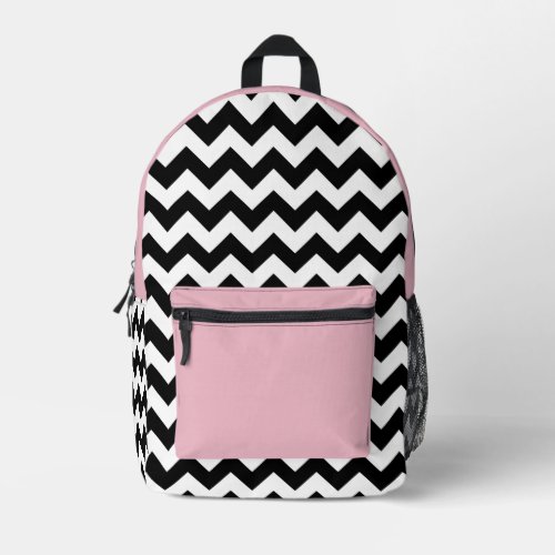 Black and White Zigzag Pattern Chevron Pink Printed Backpack