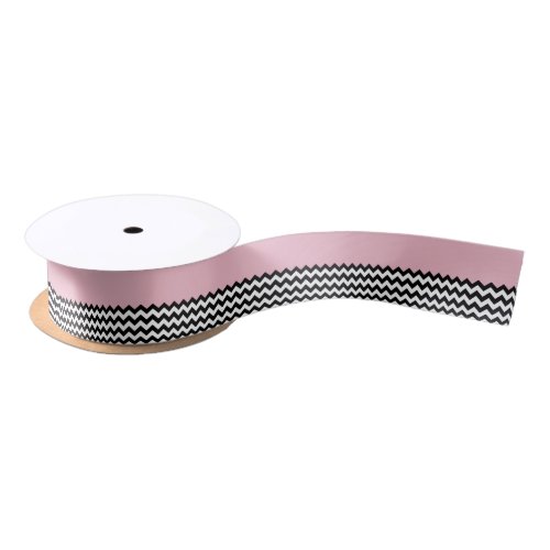 Black and White Zigzag Pattern Chevron Pink Satin Ribbon