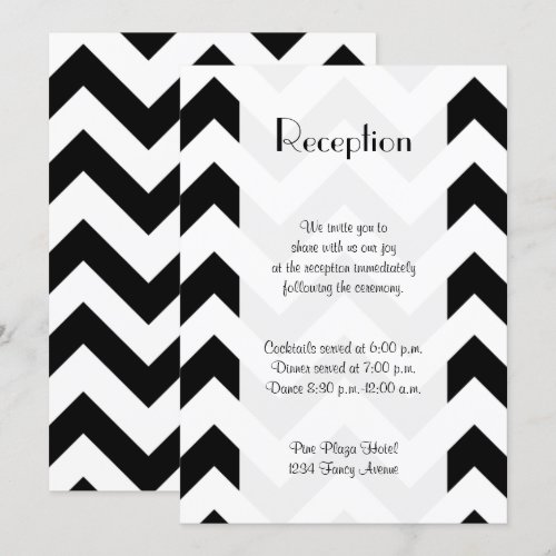 Reception Chic Zig Zag Stripes Lines White Black Personalized Announcements