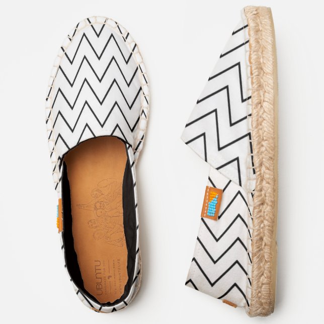 Black and White ZigZag Pattern Espadrilles (Side)