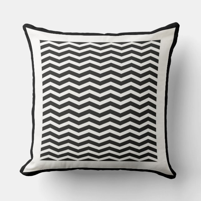 Black and White Zigzag Pattern Throw Pillow (Front)