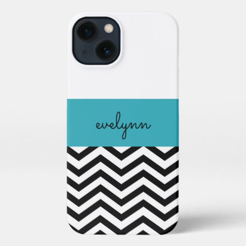 Black and White zigzag Personalized iPhone 13 Case