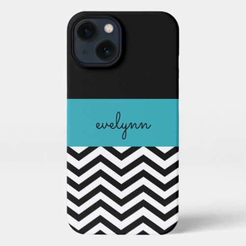 Black and White zigzag Personalized iPhone 13 Case