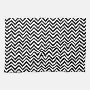 Black And White Zigzag Stripes Chevron Pattern Kitchen Towel by allpattern at Zazzle