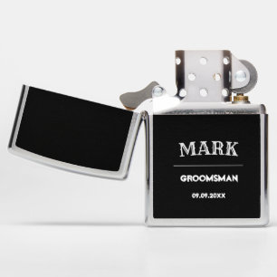 Black and WhiteGroomsman Wedding Bold Custom  Zippo Lighter