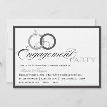 Black And Whitemscript Engagement Party Invitation by OrangeOstrichDesigns at Zazzle