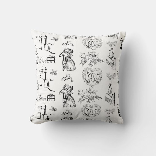 Black And WhiteToile American MoJo Pillow (Front)