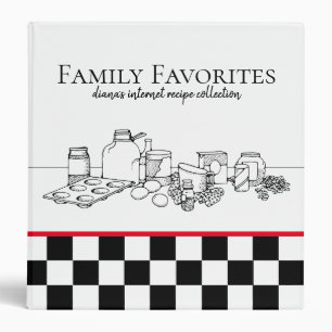 Black and Whtie Checkerboard Internet Recipe 3 Ring Binder