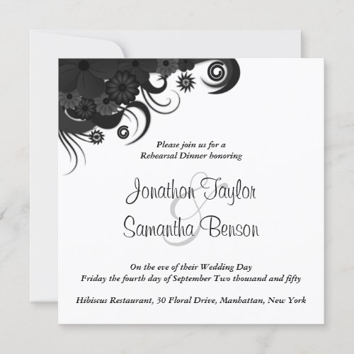 Black and Whtie Wedding Rehearsal Dinner Invites