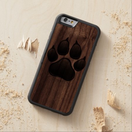 Black And Wood Dog Paw Print Wood Iphone 6 Case