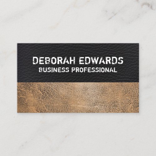 Black and Worn Brown Leather Business Card
