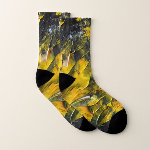 Black and Yellow Abstract Art Socks