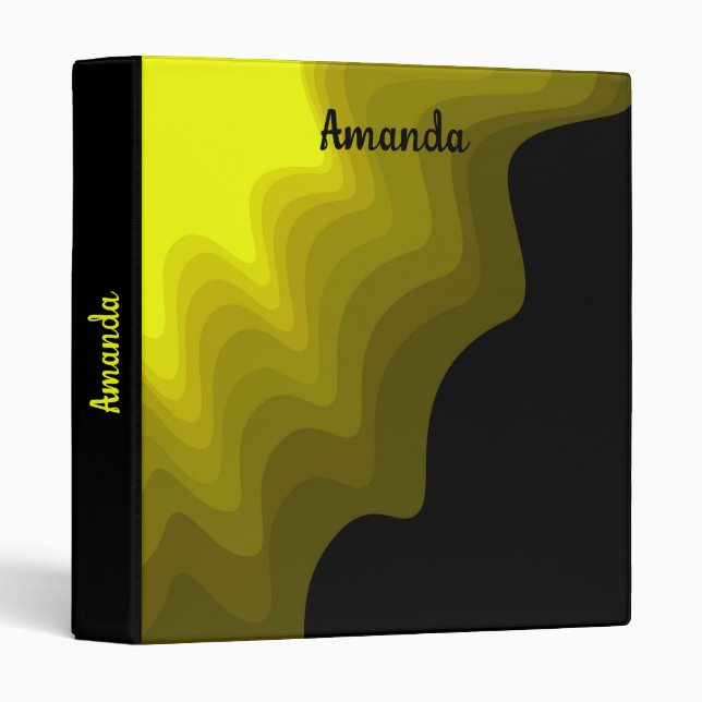 Black and yellow abstract pattern painting  3 ring binder (Front/Spine)