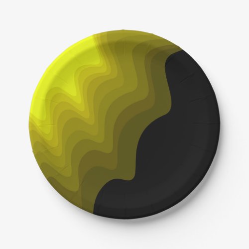 Black and yellow abstract pattern painting  paper plates