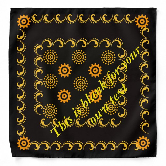 Black and yellow and orange design bandana (Front)