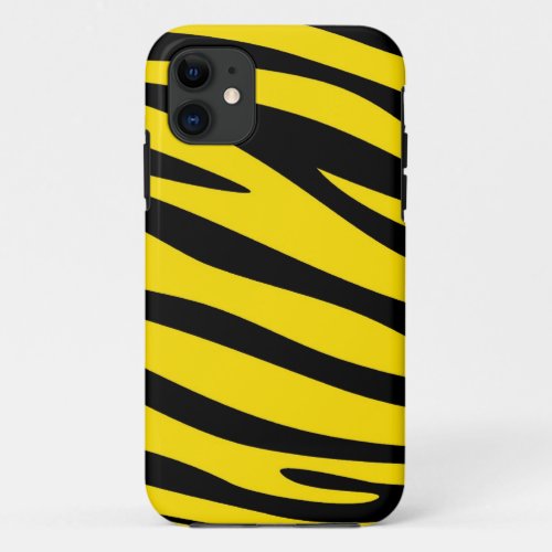 Black and Yellow Animal print skin of Zebra iPhone 11 Case