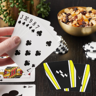 Black And Yellow Art Deco Design Monogrammed Poker Cards