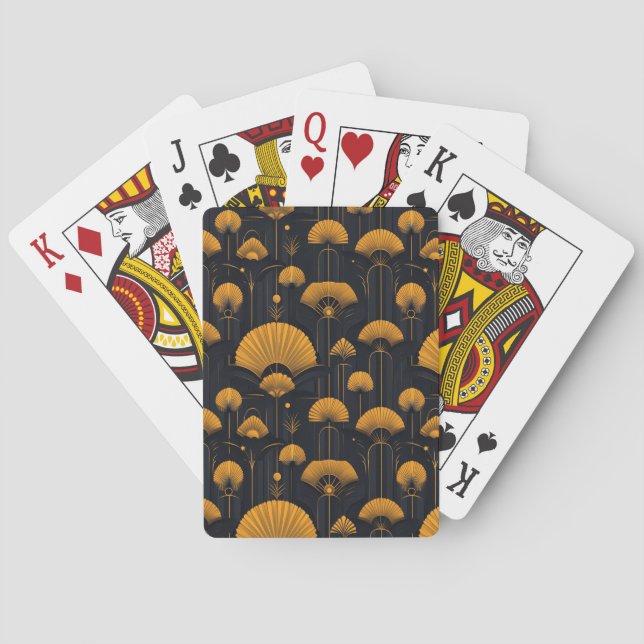 Black and Yellow Art Deco Poker Cards (Back)