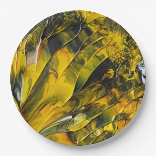 Black and Yellow  Art Paper Dinner Plates