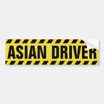 Black And Yellow Asian Driver Bumper Sticker by jZizzles at Zazzle