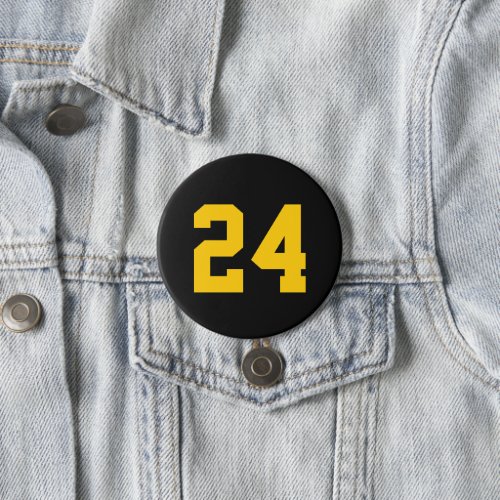 Black and Yellow Athlete Jersey Number Button