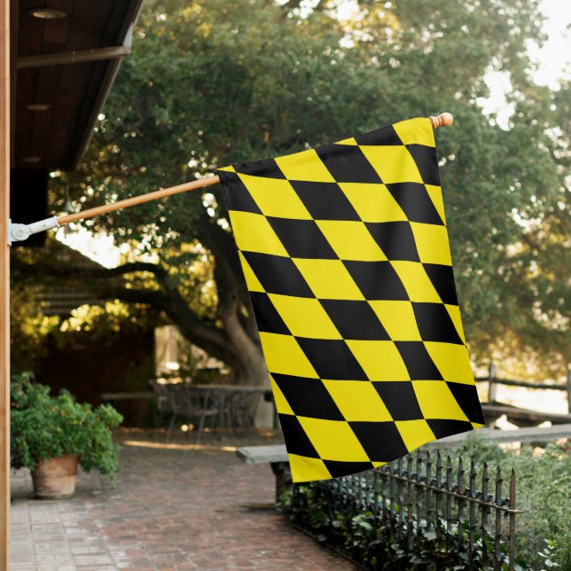 Black and Yellow Bavaria Diamond Flag Pattern (In SItu)