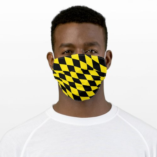 Black and Yellow Bavaria Diamond Flag Pattern Adult Cloth Face Mask