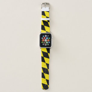 Black and Yellow Bavaria Diamond Flag Pattern Apple Watch Band