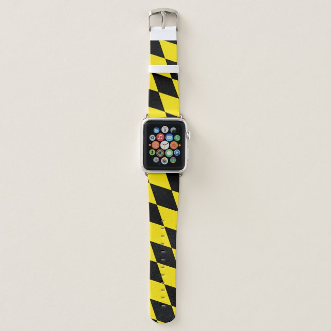 Black and Yellow Bavaria Diamond Flag Pattern Apple Watch Band (Front)
