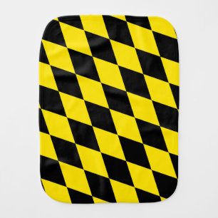 Black and Yellow Bavaria Diamond Flag Pattern Baby Burp Cloth