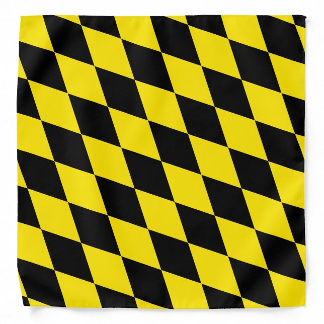 Black and Yellow Bavaria Diamond Flag Pattern Bandana (Front)