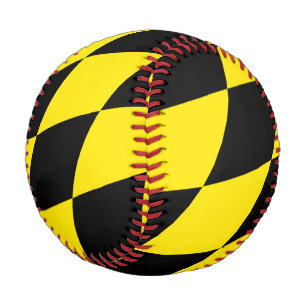 Black and Yellow Bavaria Diamond Flag Pattern Baseball