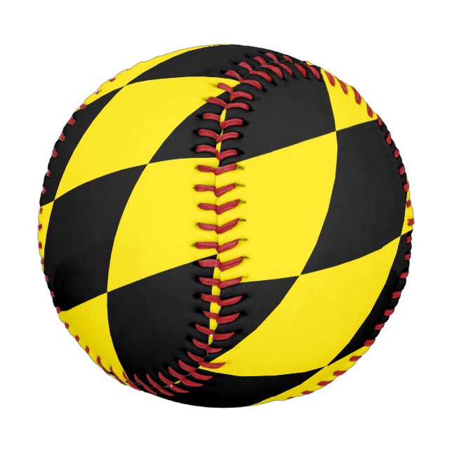 Black and Yellow Bavaria Diamond Flag Pattern Baseball (Angled)