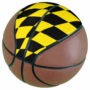 Black and Yellow Bavaria Diamond Flag Pattern Basketball