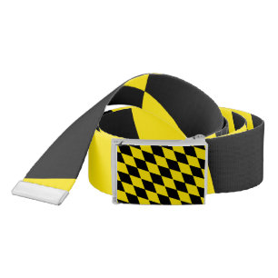 Black and Yellow Bavaria Diamond Flag Pattern Belt