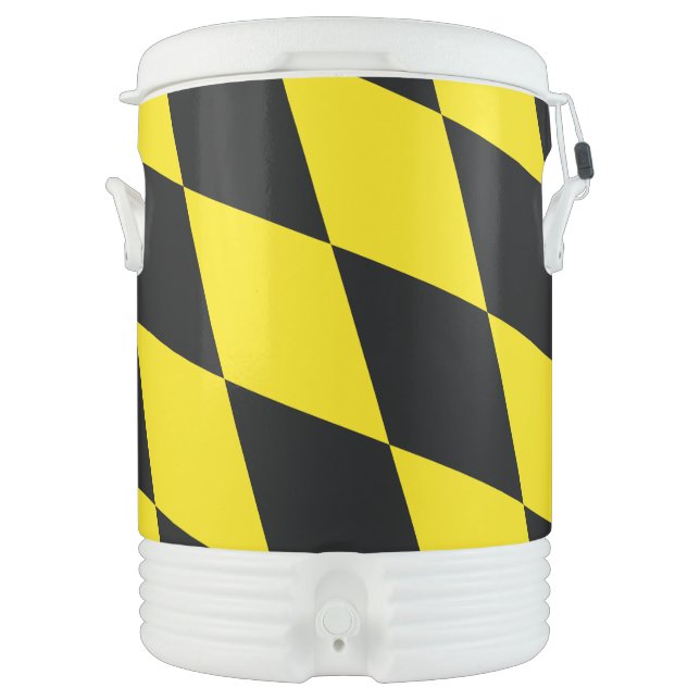 Black and Yellow Bavaria Diamond Flag Pattern Beverage Cooler (Front)