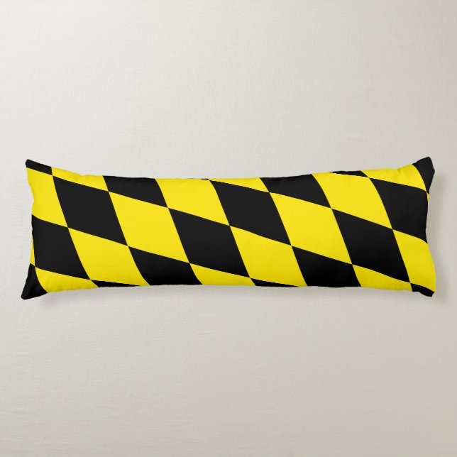 Black and Yellow Bavaria Diamond Flag Pattern Body Pillow (Front)