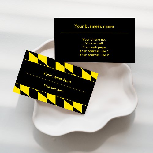 Black and Yellow Bavaria Diamond Flag Pattern Business Card