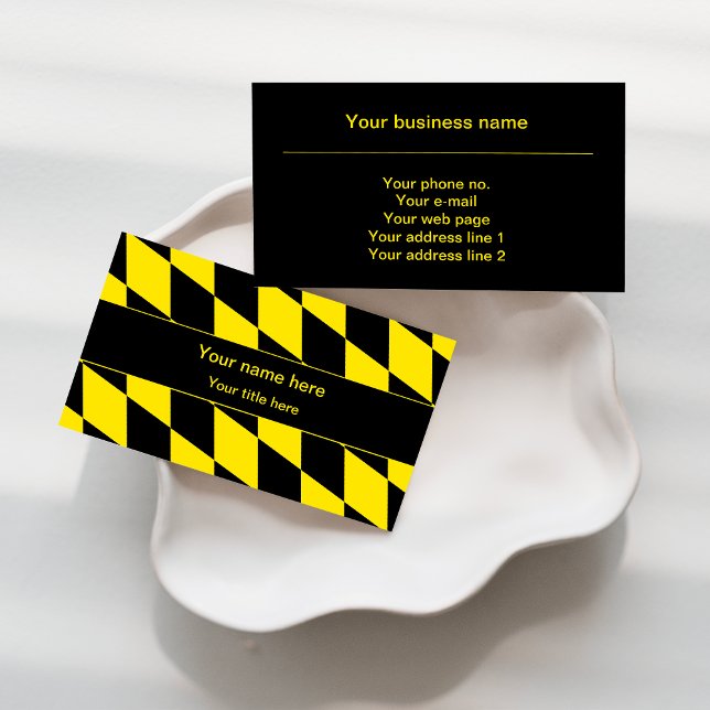 Black and Yellow Bavaria Diamond Flag Pattern Business Card (Creator Uploaded)