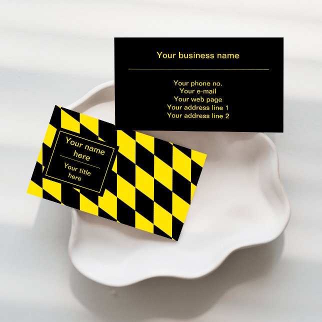 Black and Yellow Bavaria Diamond Flag Pattern Business Card (Creator Uploaded)