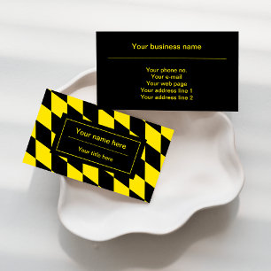 Black and Yellow Bavaria Diamond Flag Pattern Business Card