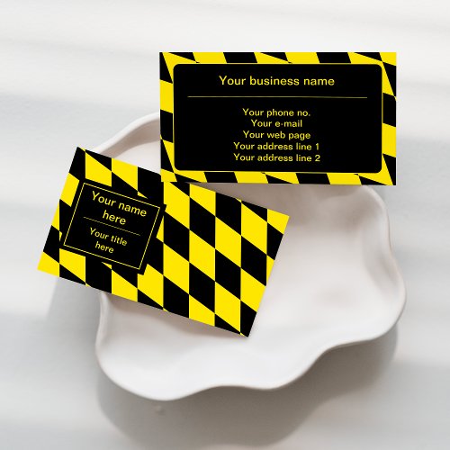 Black and Yellow Bavaria Diamond Flag Pattern Business Card