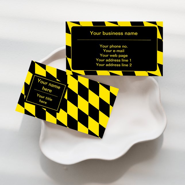 Black and Yellow Bavaria Diamond Flag Pattern Business Card (Creator Uploaded)