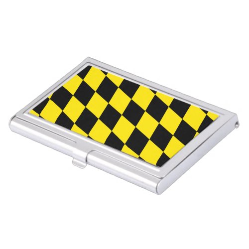 Black and Yellow Bavaria Diamond Flag Pattern Business Card Case