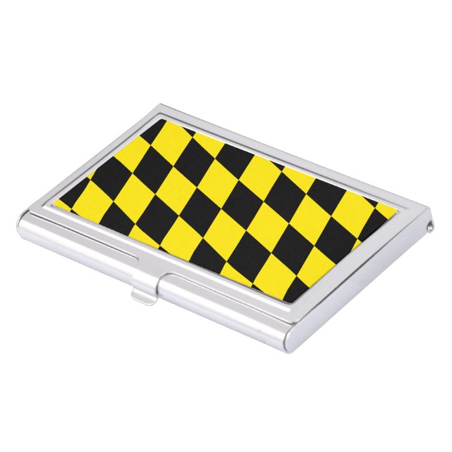 Black and Yellow Bavaria Diamond Flag Pattern Business Card Case (Front)