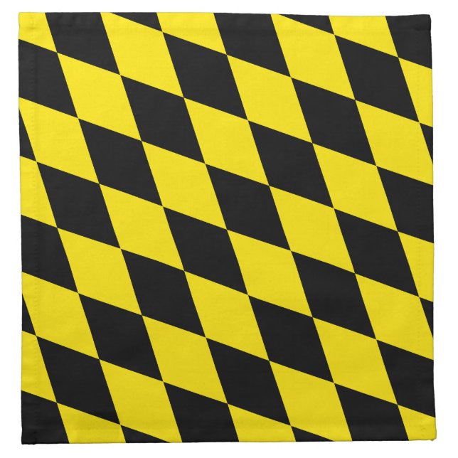 Black and Yellow Bavaria Diamond Flag Pattern Cloth Napkin (Front)