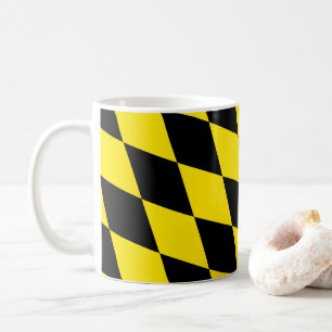 Black and Yellow Bavaria Diamond Flag Pattern Coffee Mug