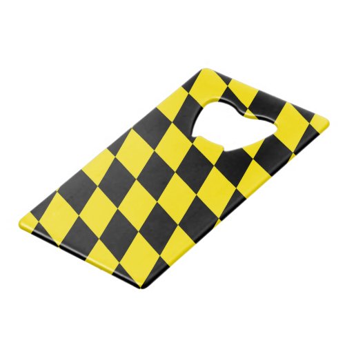 Black and Yellow Bavaria Diamond Flag Pattern Credit Card Bottle Opener