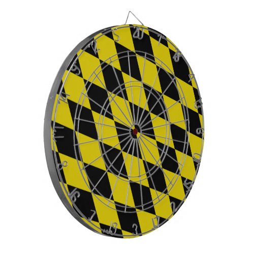 Black and Yellow Bavaria Diamond Flag Pattern Dart Board